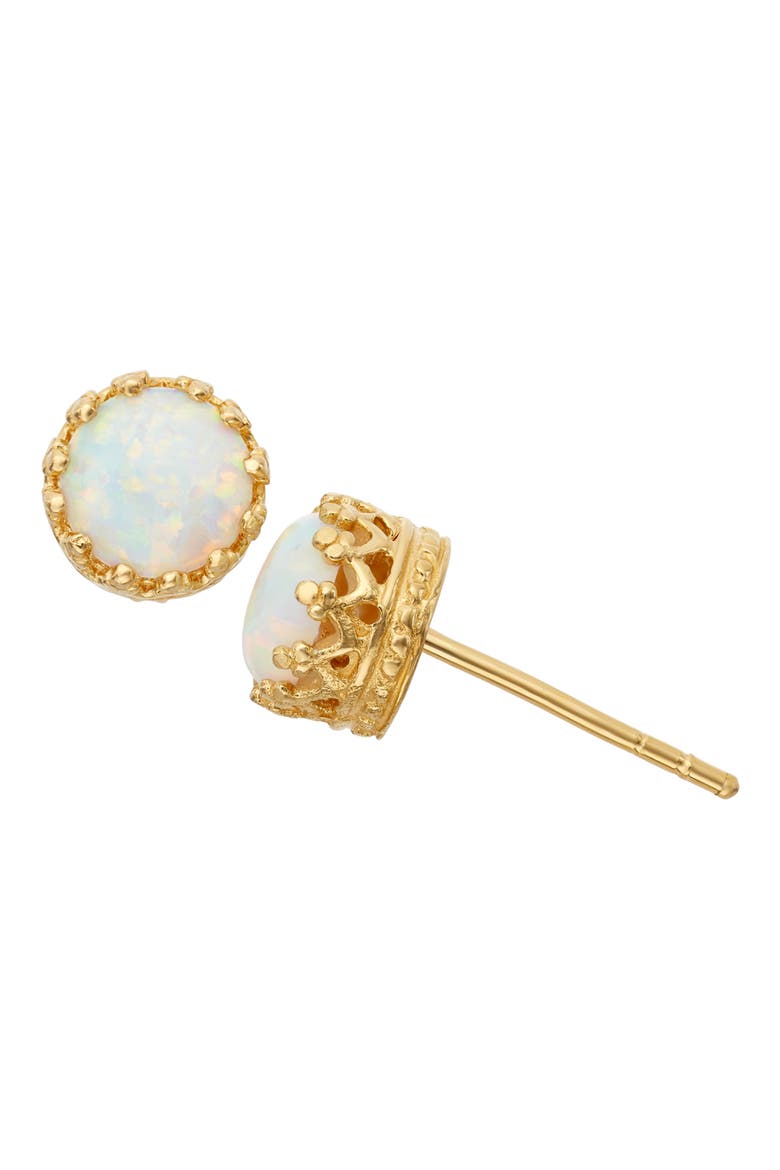 14K Gold Plate Sterling Silver Stud Earrings, Main, color, OPAL-YELLOW