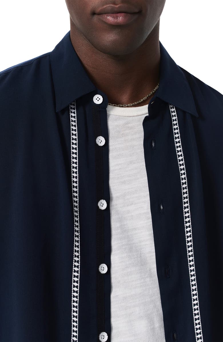 rag & bone Dalton Embroidered Short Sleeve Button-Up Shirt, Alternate, color, Blue