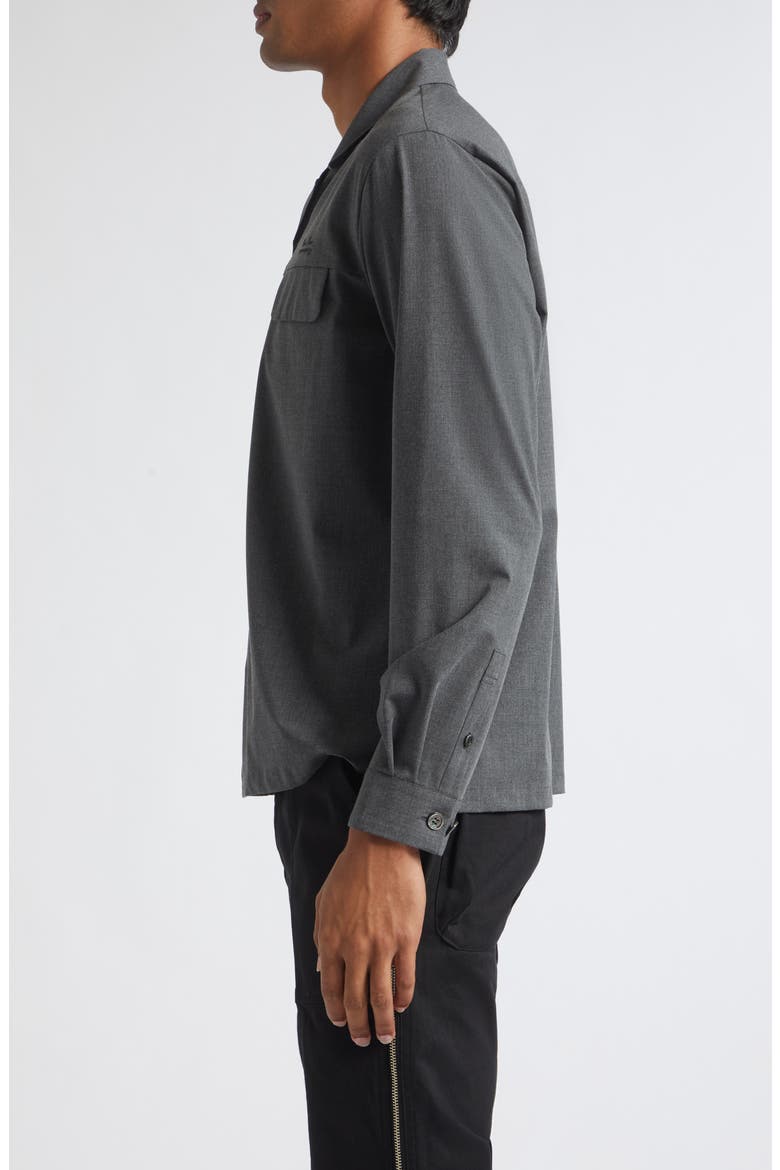 Logo Embroidered Long Sleeve Camp Shirt, Alternate, color, CHARCOAL