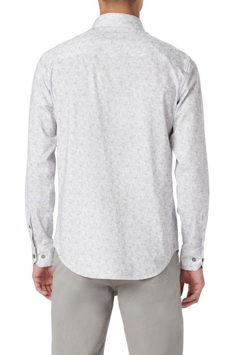 Bugatchi James OoohCotton<sup>®</sup> Geometric Print Button-Up Shirt, Alternate, color, Platinum