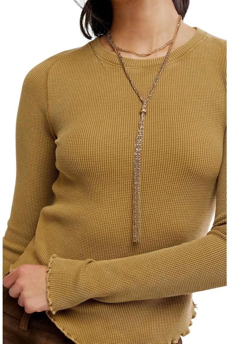 Easy Does It Long Sleeve Waffle Knit Cotton T-Shirt, Alternate, color, GOLDEN EAGLE