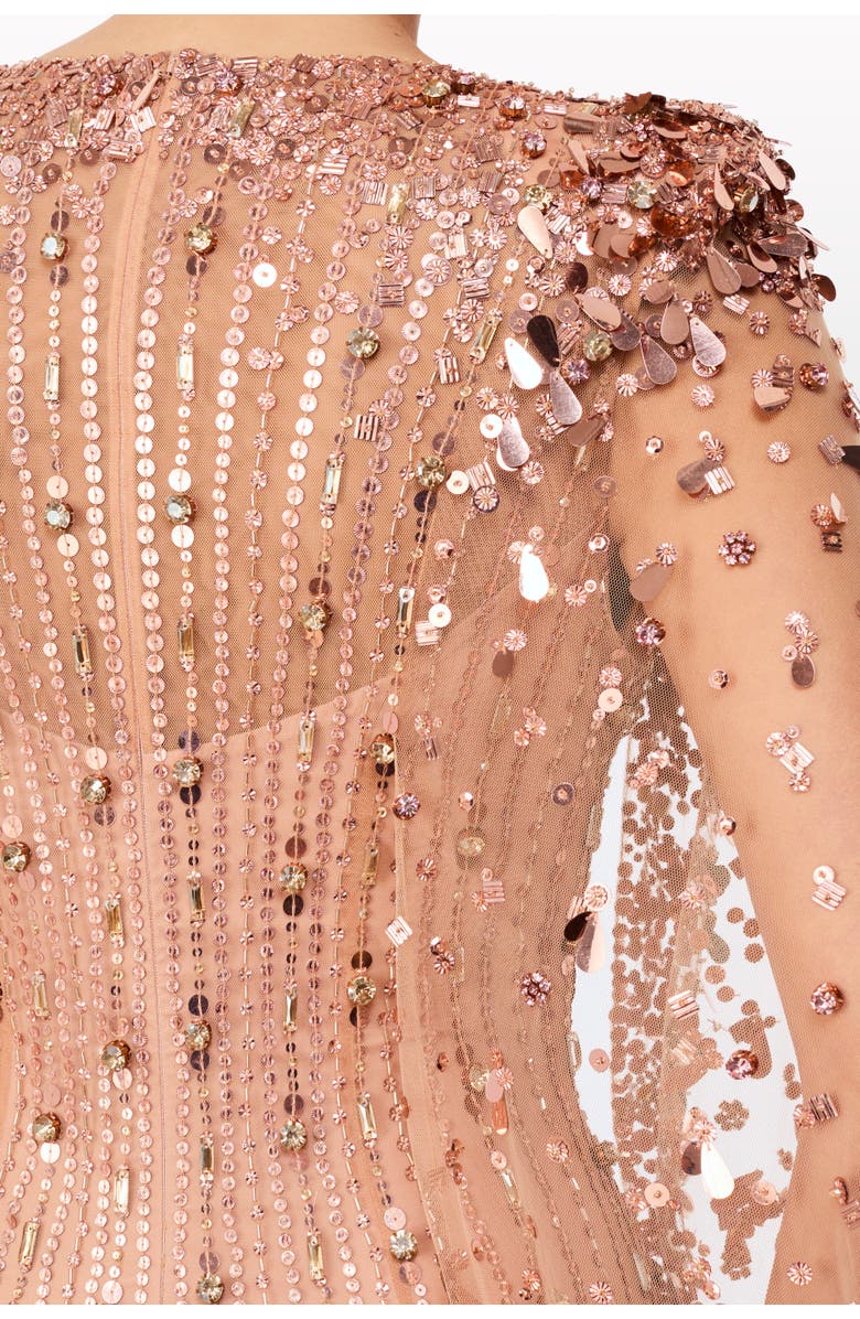 Jenny Packham Blaize embellished cape maxi dress, Alternate, color, Sable