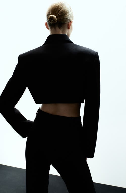 Mango X Kaia Gerber Wool Crop Blazer In Black