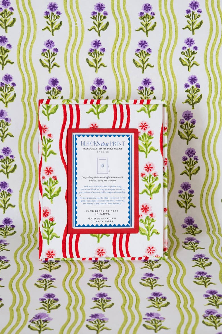 Block Print Photo Frame Holly & Berry, Alternate, color, Holly & Berry