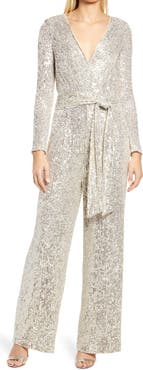 Eliza J Long Sleeve Sequin Jumpsuit