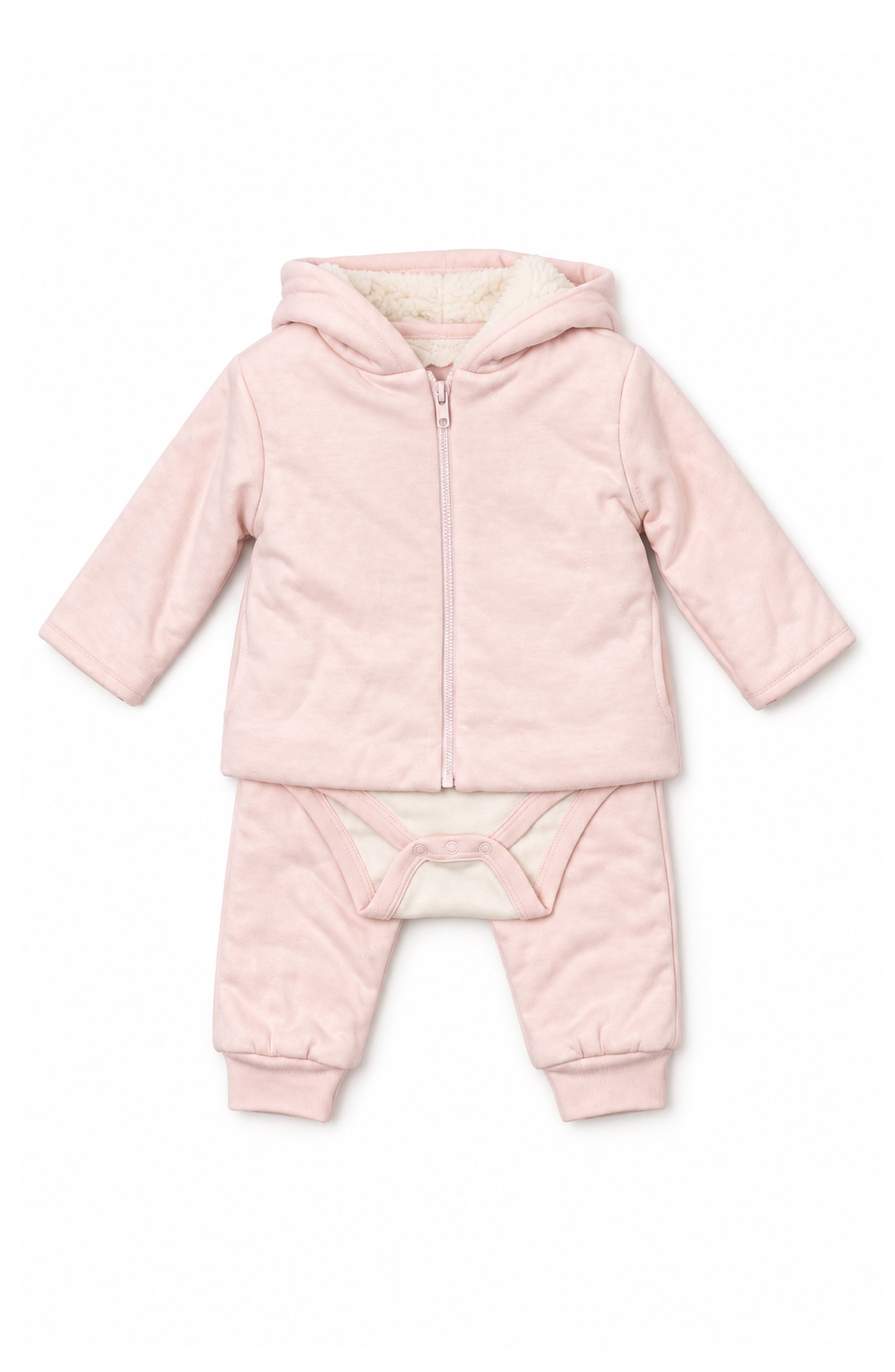 3-Piece Brushed Fleece Hoodie, Bodysuit & Pants Set