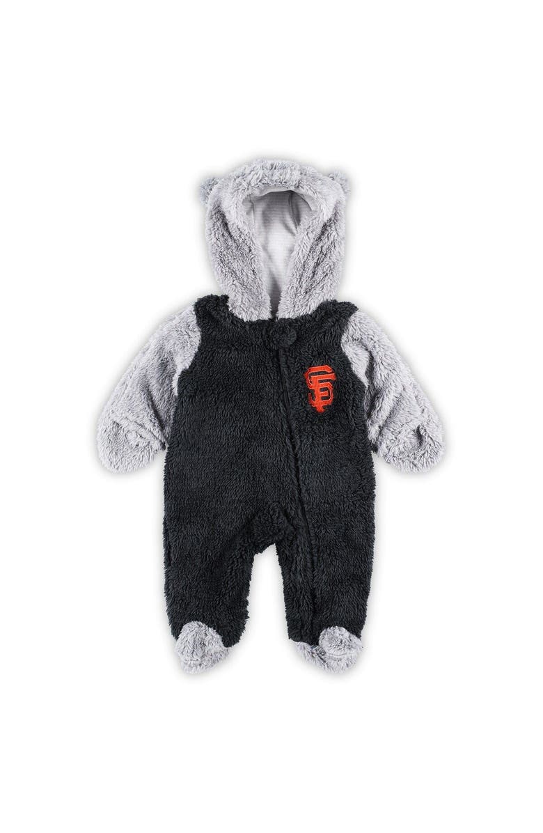 Outerstuff Newborn and Infant Black/Gray San Francisco Giants Game Nap Teddy Fleece Bunting Full-Zip Sleeper, Alternate, color, 