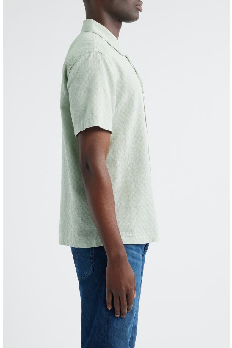 Foster Cotton & Linen Blend Camp Shirt, Alternate, color, LIME ZEST