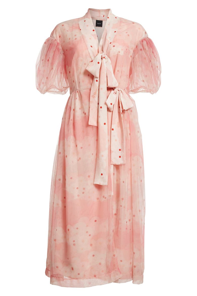 Print Tulle Kimono Wrap Dress, Alternate, color, PINK