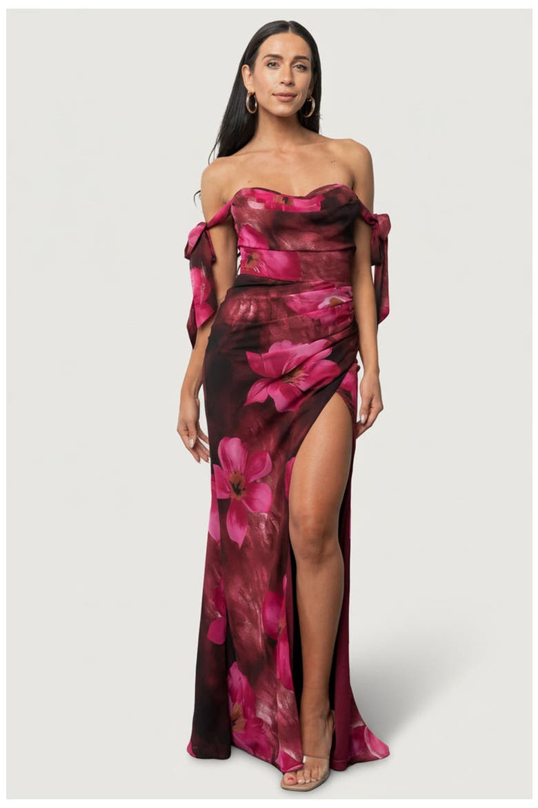 Allegra Off Shoulder Maxi Dress, Main, color, Berry Rouge Floral