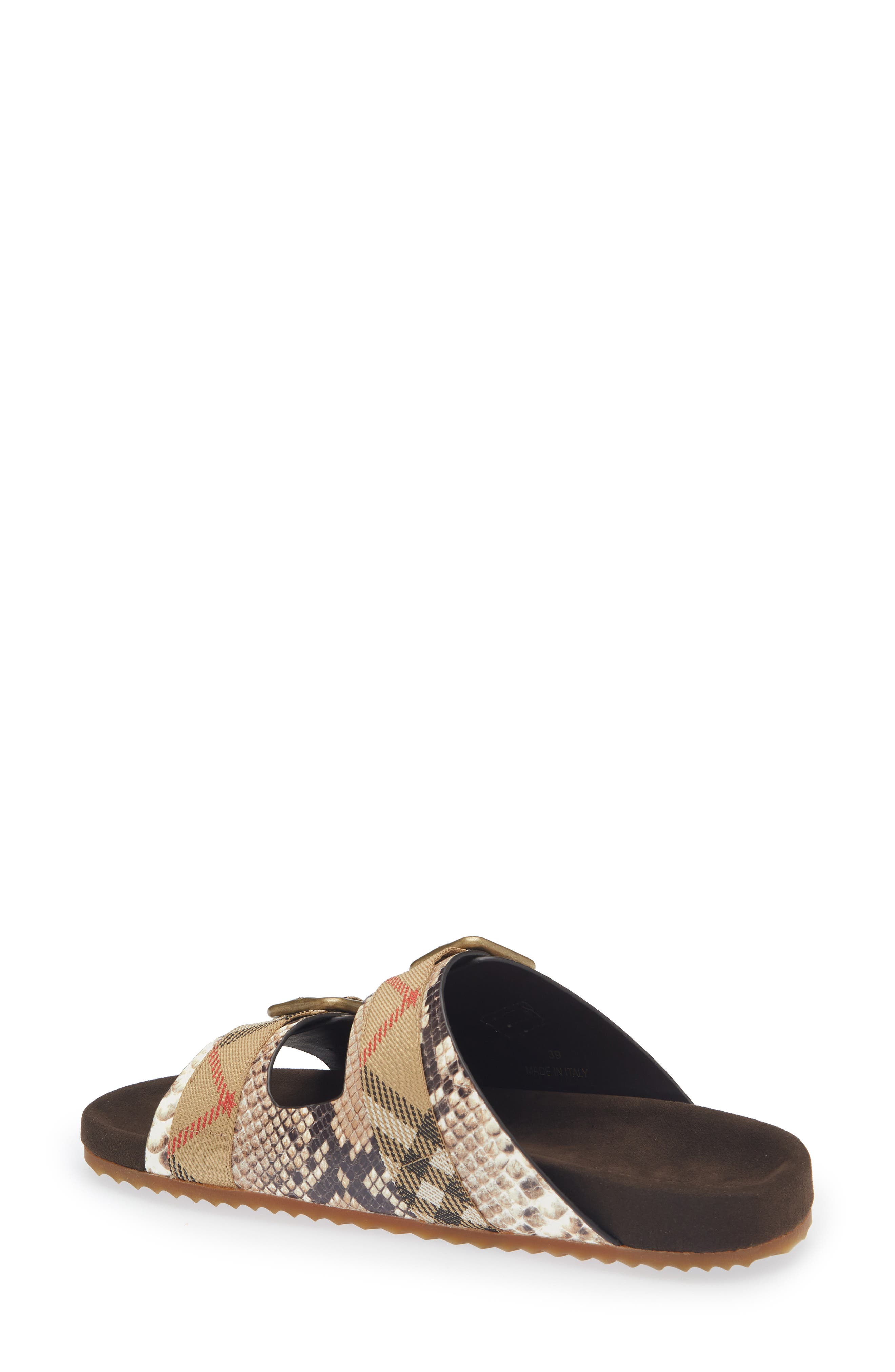 Burberry Urchin Snakeskin Embossed Slide Sandal, Alternate, color, Serpent