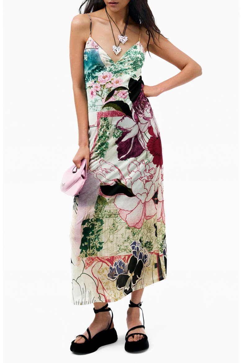 Patchwork Print Slipdress, Main, color, IVORY MULTI