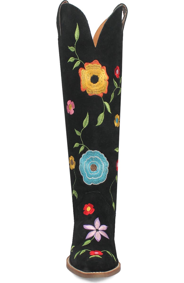 Dingo Flower Power Knee High Western Boot, Alternate, color, Black