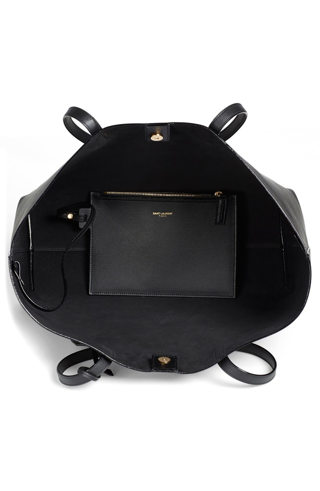 'Shopping' Leather Tote, Alternate, color, NOIR/ NOIR