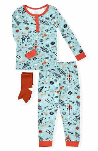 SLEEP ON IT Kids' Spaceship Fitted Two-Piece Pajamas & Socks Set