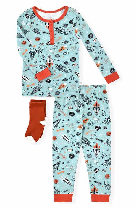 SLEEP ON IT Kids' Spaceship Fitted Two-Piece Pajamas & Socks Set