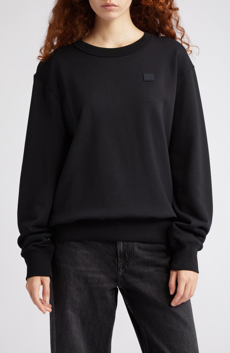 Acne Studios Fairah Face Patch Oversize Cotton Sweatshirt, Main, color,
