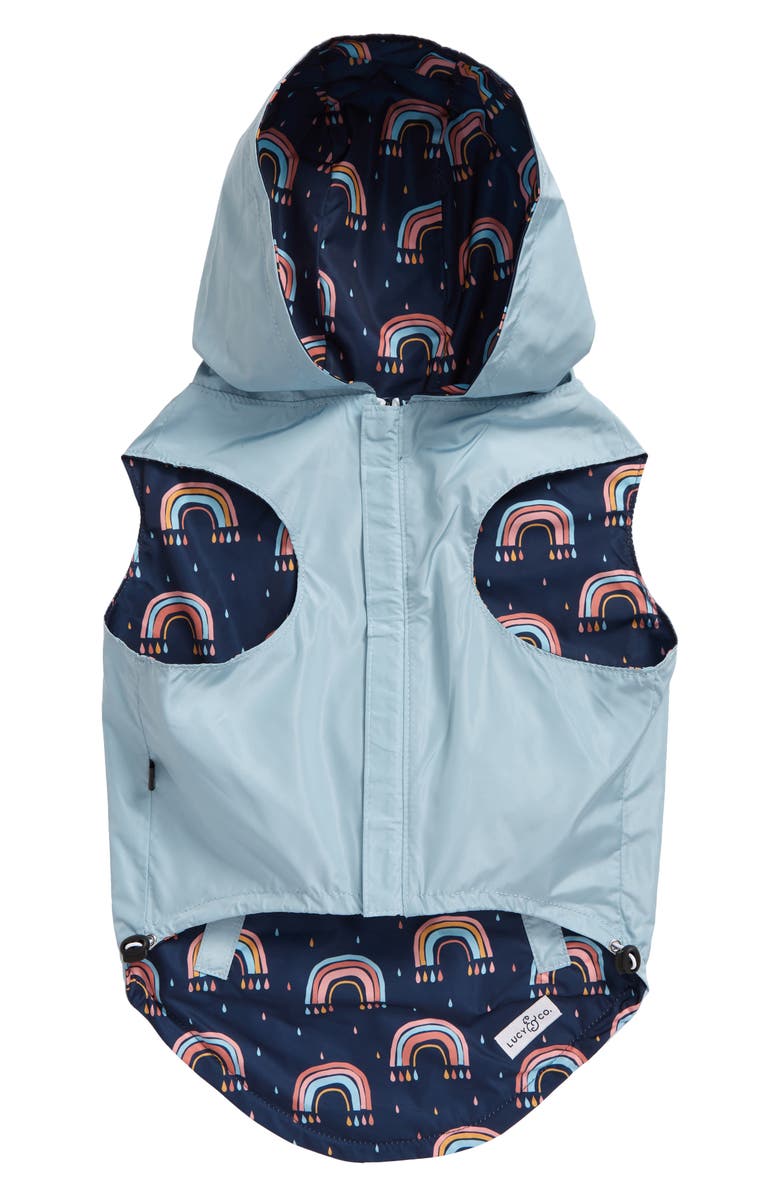 Lucy & Co. The Over the Rainbow Reversible Dog Raincoat, Alternate, color, 