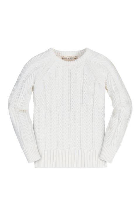 Baby Girls' Organic Raglan Cable Sweater, Infant