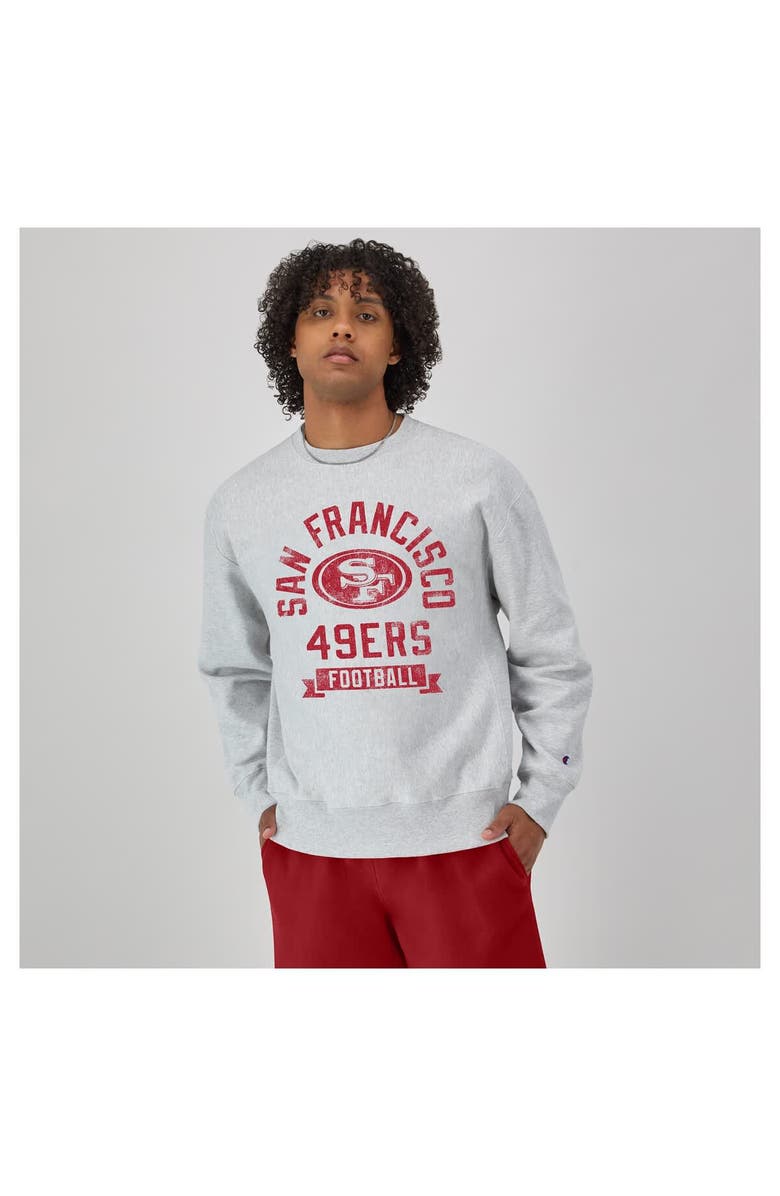 Champion Men's Champion  Heather Gray San Francisco 49ers Reverse Weave Fleece Pullover Sweatshirt, Alternate, color, Heather Gray