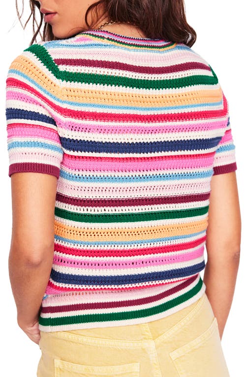 BODEN BODEN STRIPE OPEN STITCH COTTON SWEATER 