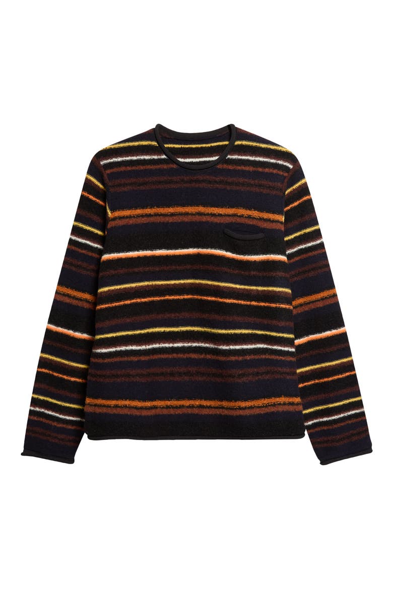Stripe Mixed Knit Pullover, Main, color, BLACK MULTI