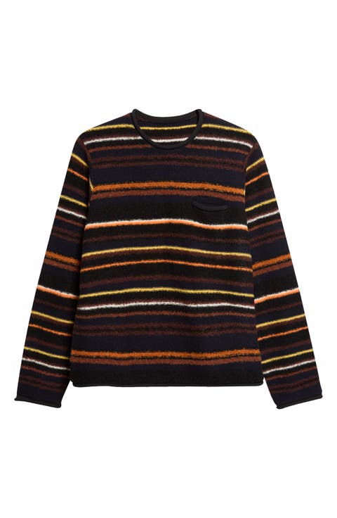 Stripe Mixed Knit Pullover