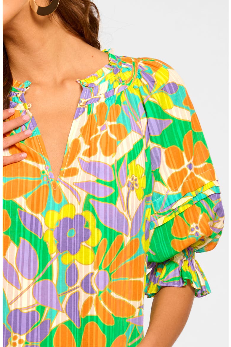 Trixie Puff Sleeve Top, Alternate, color, RETRO GARDEN