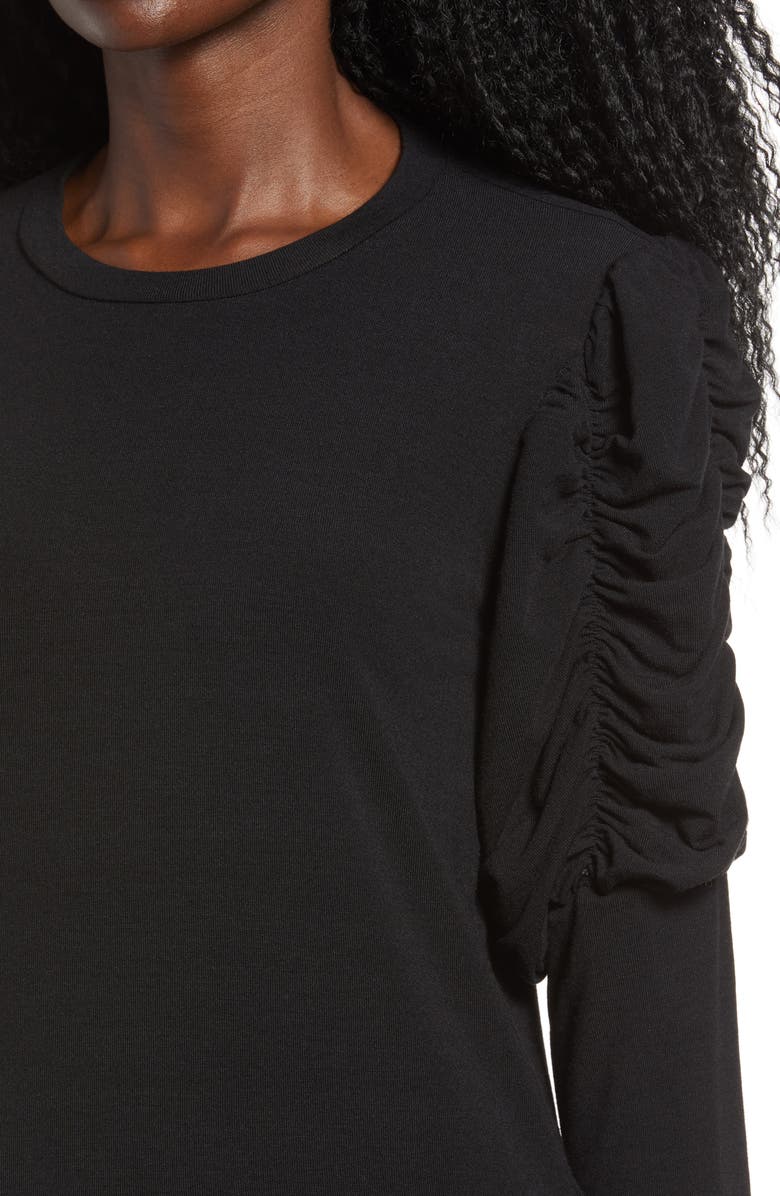 English Factory Ruched Long Sleeve Top, Alternate, color, Black