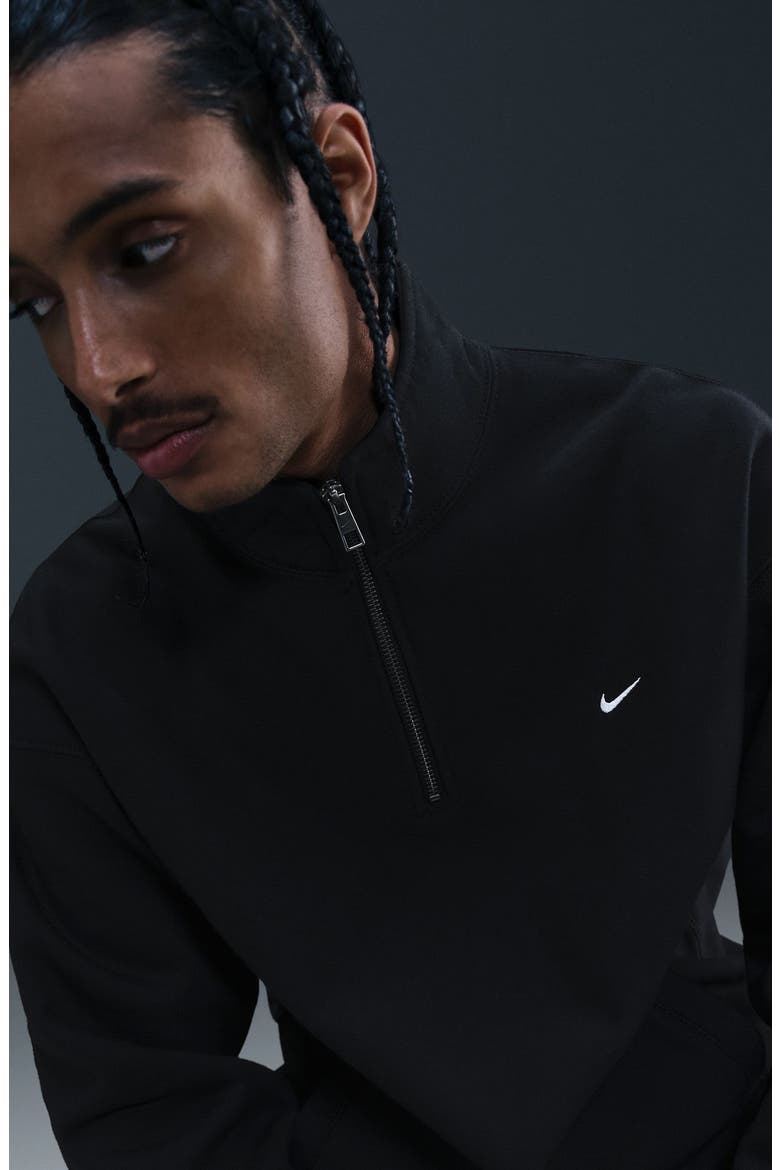 Solo Swoosh Fleece Quarter Zip Pullover, Alternate, color, BLACK/ WHITE