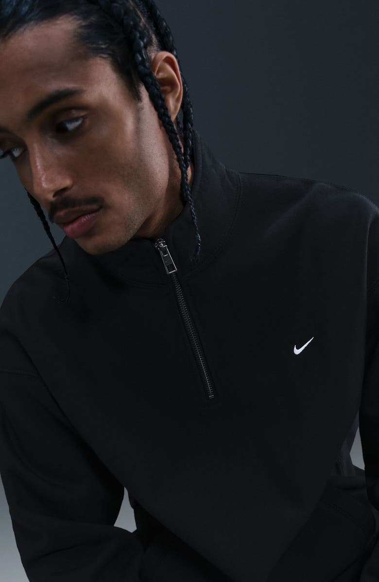 Nike Solo Swoosh Fleece Quarter Zip Pullover, Alternate, color, Black/ White