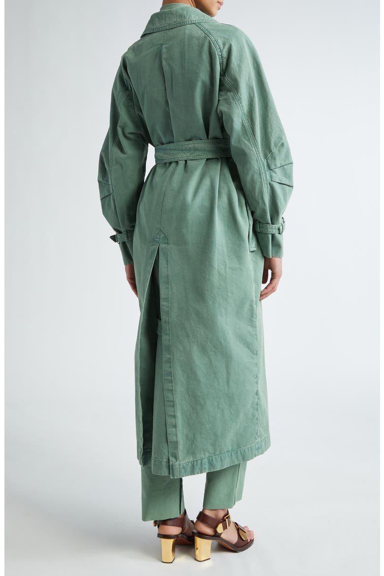 Corfu Cotton Canvas Belted Trench Coat, Alternate, color, SAGE GREEN