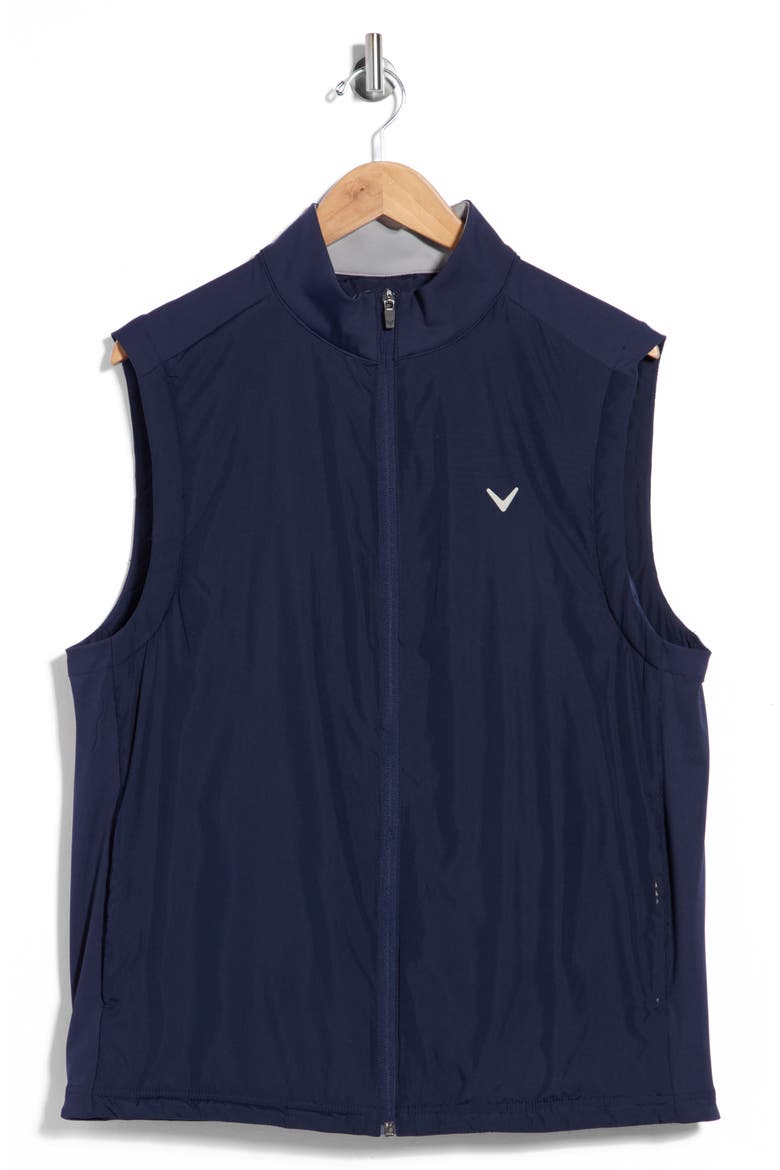 Insulated Mixed Media Full Zip Vest, Main, color, PEACOAT