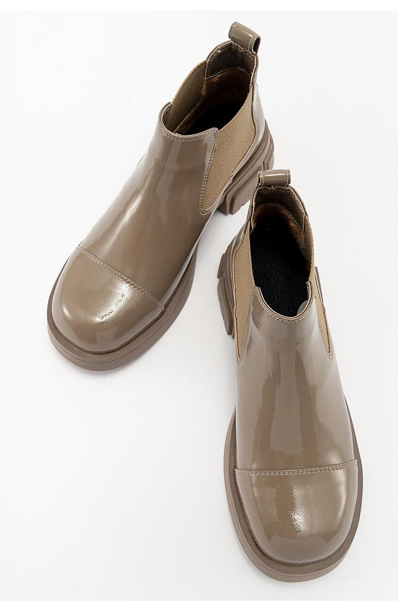 Prologue Shoes Cafune Patent Platform Boot, Alternate, color, Dark Beige Patent Faux Leather