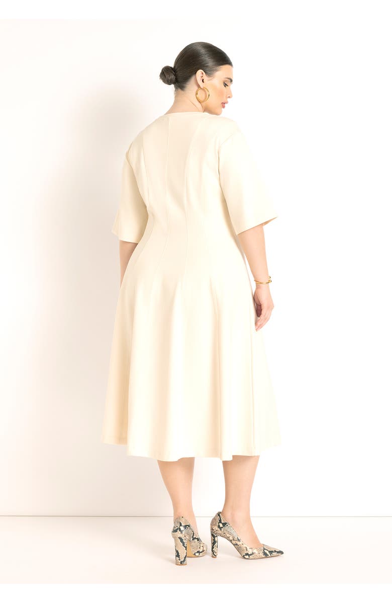 ELOQUII Seam Detail Ponte Work Dress, Alternate, color, White Smoke