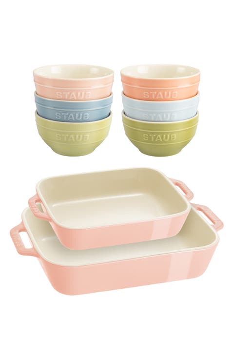 8-Piece Ceramic Macaron Bowls & Baking Dishes Set