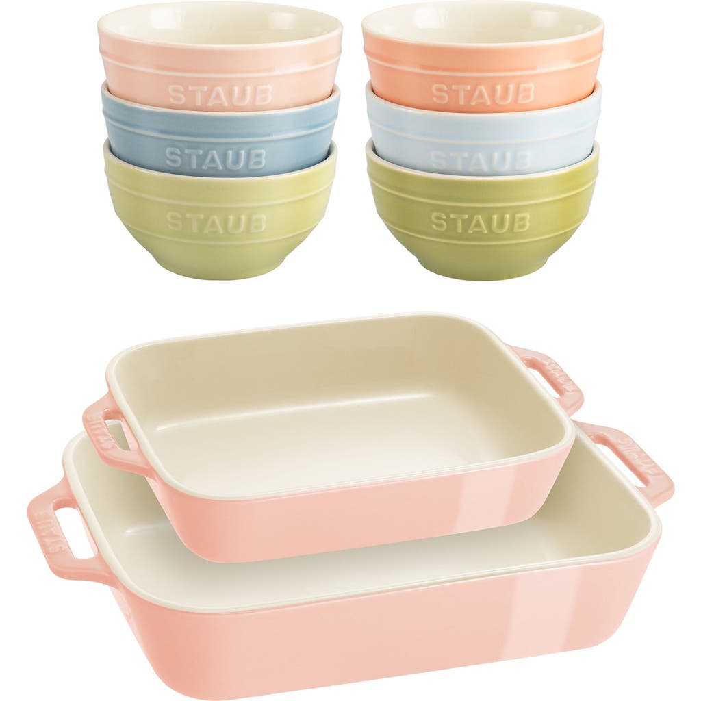 Staub 8-piece Ceramic Macaron Bowls & Baking Dishes Set In Multi