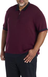 Perry Ellis Big & Tall Colorblocked Stitched Sweater Polo