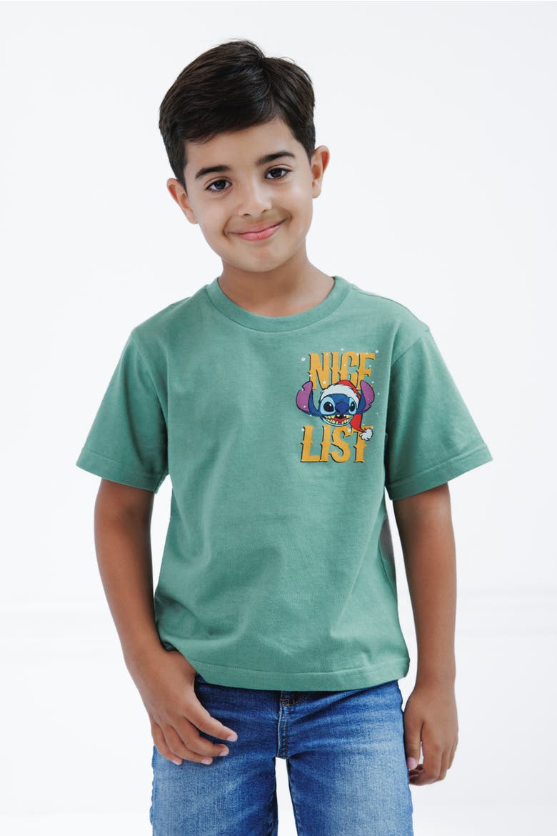 Lilo & Stitch Holiday Short Sleeve T-Shirt, Alternate, color, Sage Green Stitch
