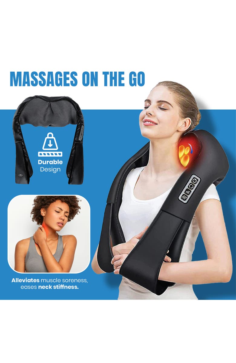 PURSONIC 3D Shiatsu Heating Back and Neck Massager, Alternate, color, Black