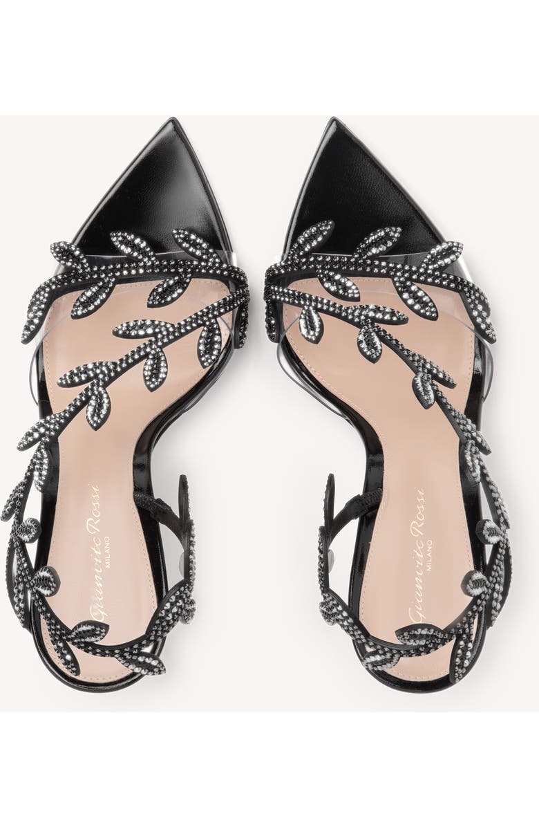 Gianvito Rossi Crystal Flavia Sandal, Alternate, color, Black Leather