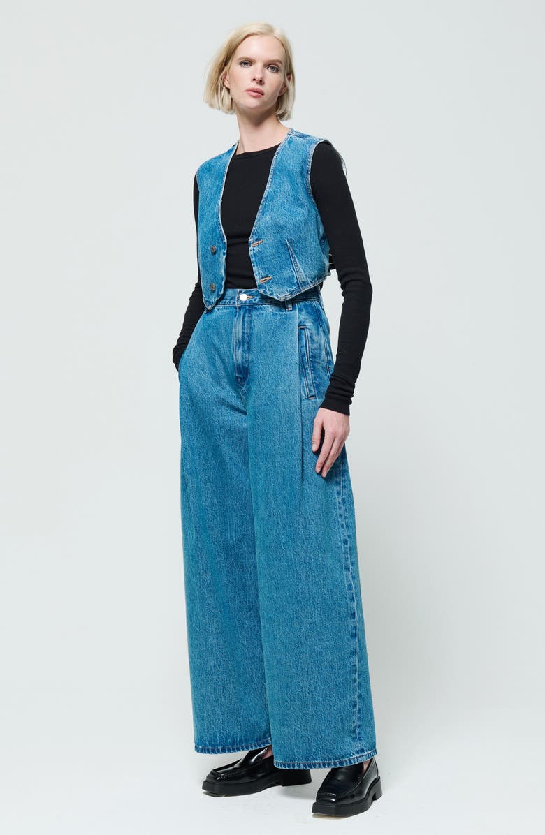 ÉTICA Elea Denim Crop Waistcoat, Alternate, color,