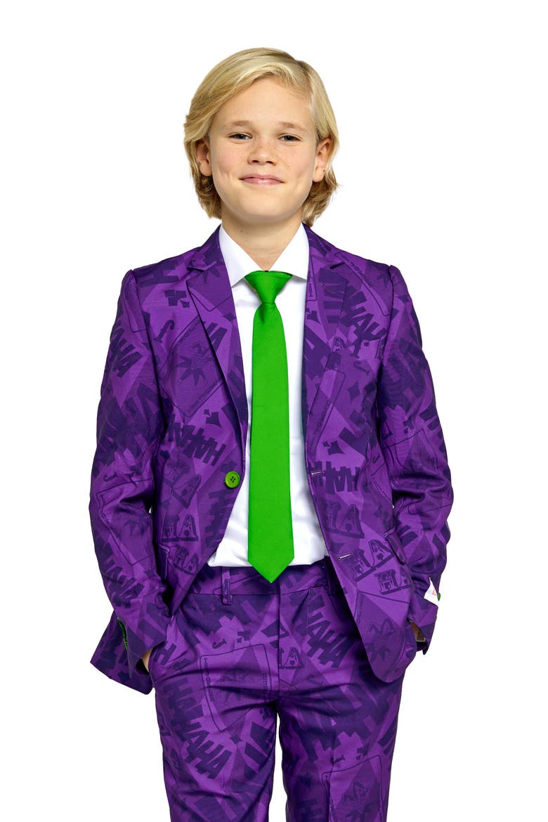 Kids' Batman™ The Joker Two-Piece Suit with Tie, Alternate, color, PURPLE