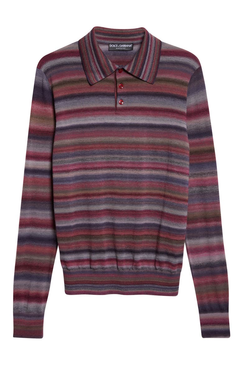 Mélange Stripe Wool Polo Sweater, Main, color, BLUE/ AZZURRO/ VIOLA