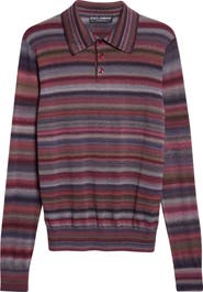 Dolce&Gabbana Mélange Stripe Wool Polo Sweater