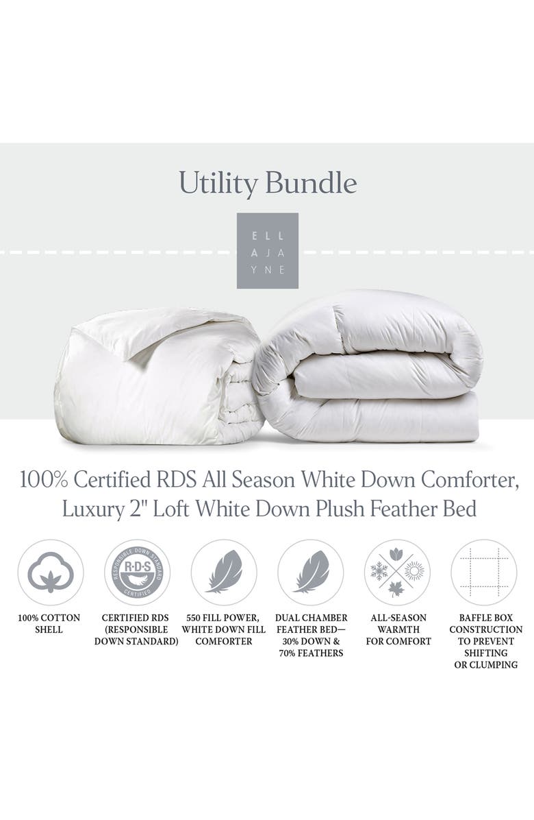 ELLA JAYNE HOME Utility 550 Fill Power Down Comforter & Feather Bed Set, Alternate, color, White