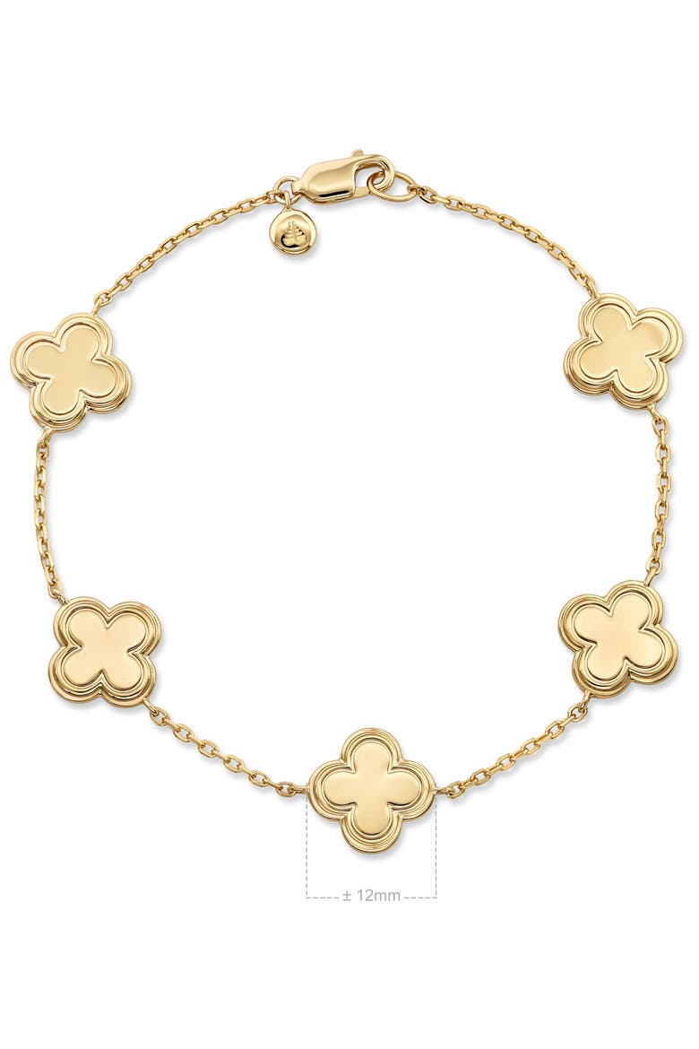 Five Clover Chain Bracelet in Gold Plated Sterling Silver, Alternate, color, Yellow Gold