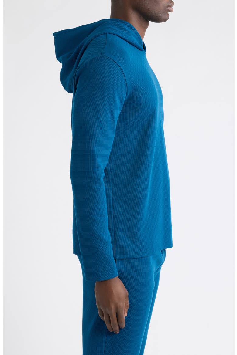Waffle Knit Hooded Lounge T-Shirt, Alternate, color, TURQUOISE/ AQUA