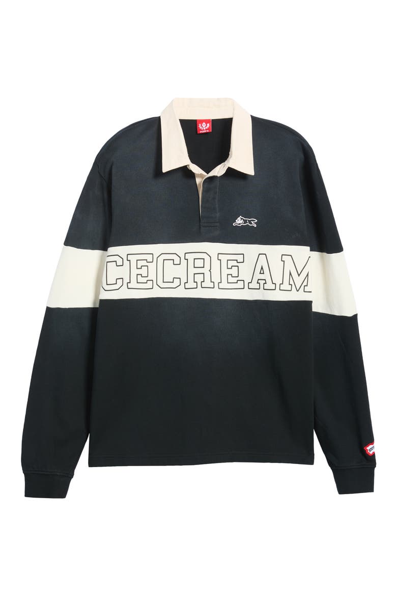 Ginger Stripe Cotton Polo Sweatshirt, Main, color, BLACK