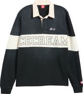 ICECREAM Ginger Stripe Cotton Polo Sweatshirt